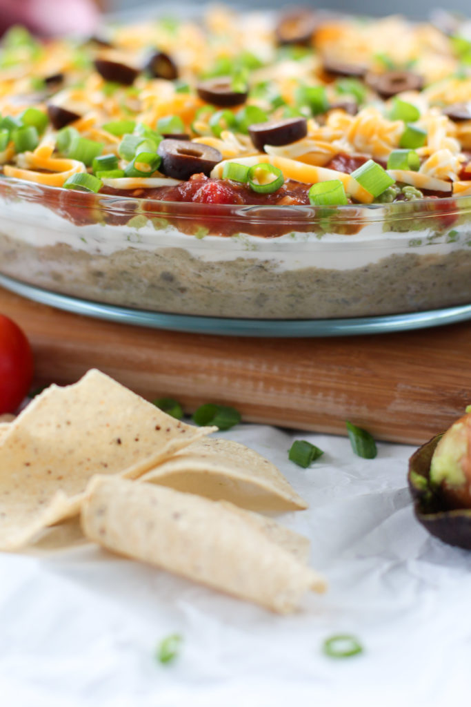 side view of keto 7 layer taco dip