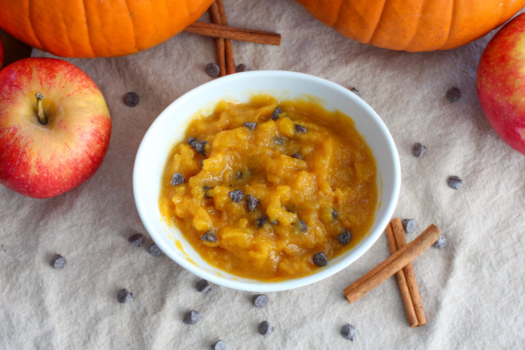 Pumpkin dip sprinkled with chocolate chips