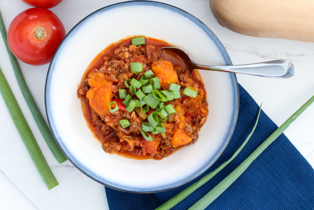 Bowl of butternut squash chili