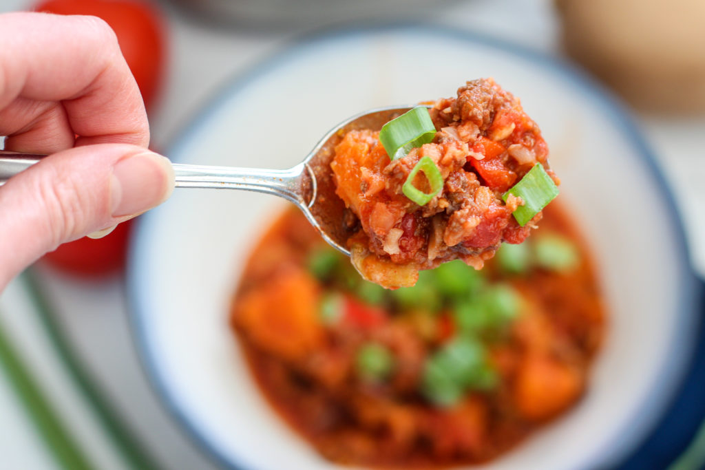 spoon full of butternut squash chili