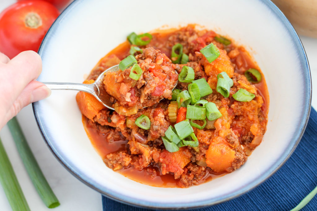 Bowl of butternut squash chili