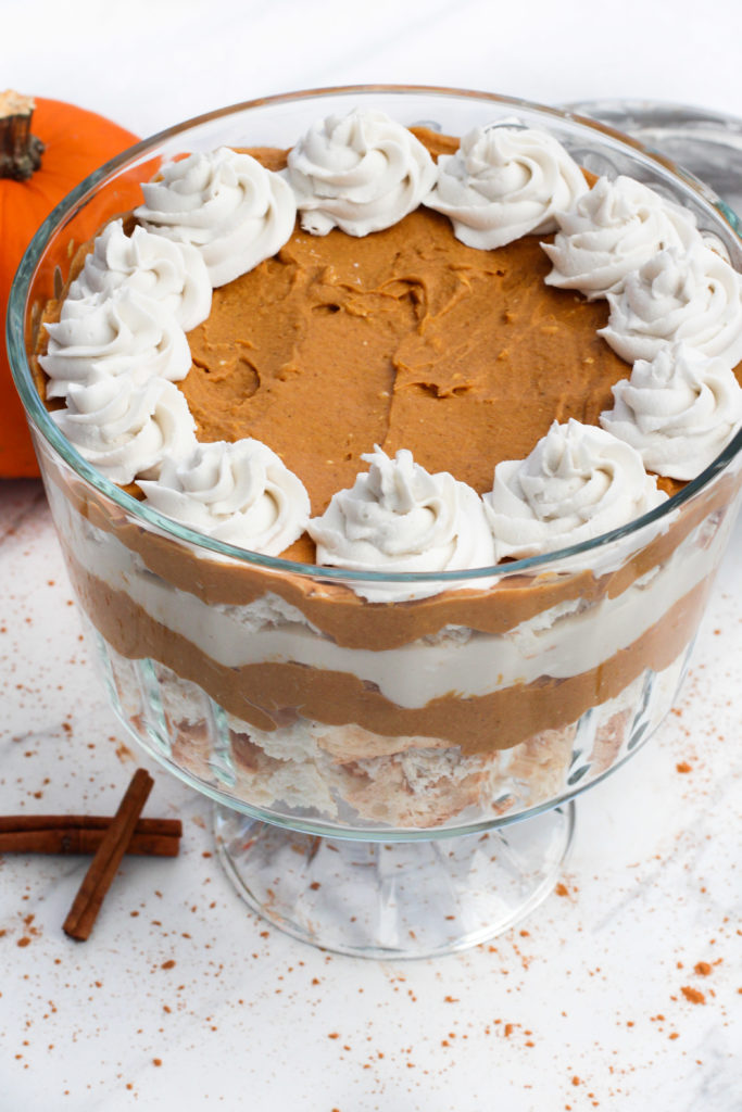 full side view of pumpkin pie trifle