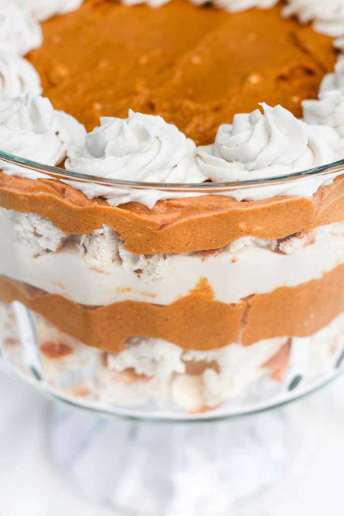 side view of pumpkin pie trifle