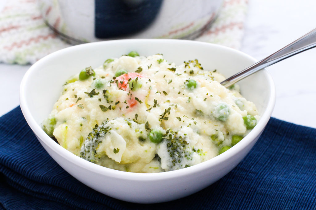 Bowl of creamy vegetable soup