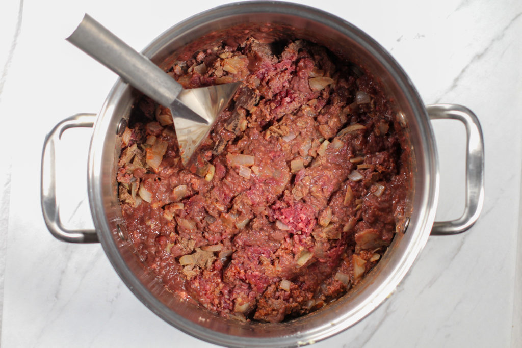 pan of meat browning