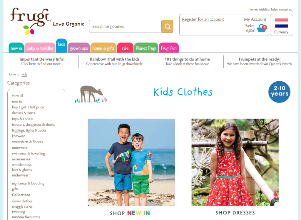 Kids on sale clothes website