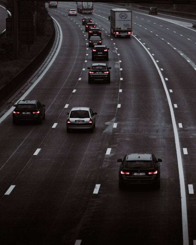 cars driving down interstate