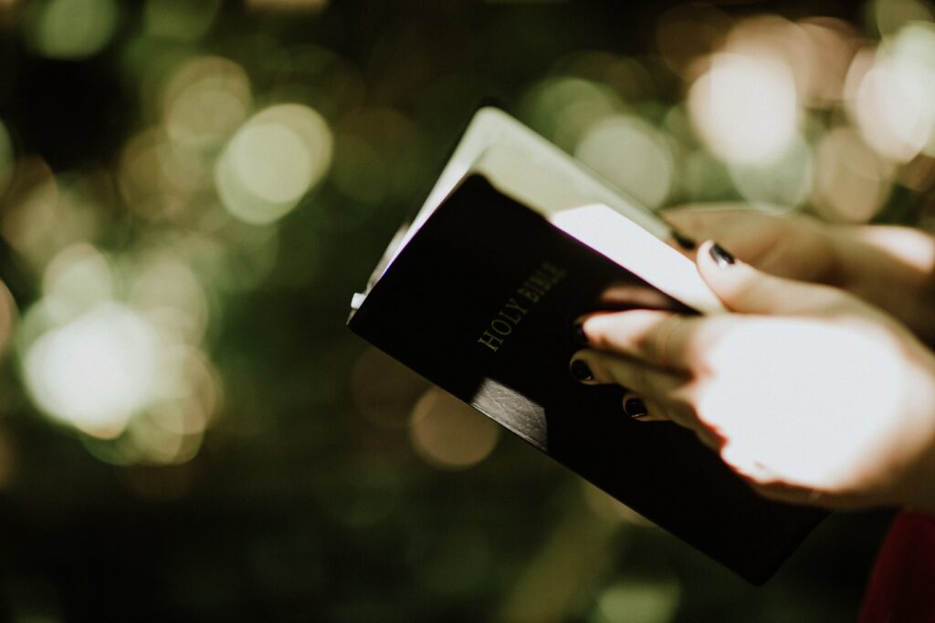hands holding Bible