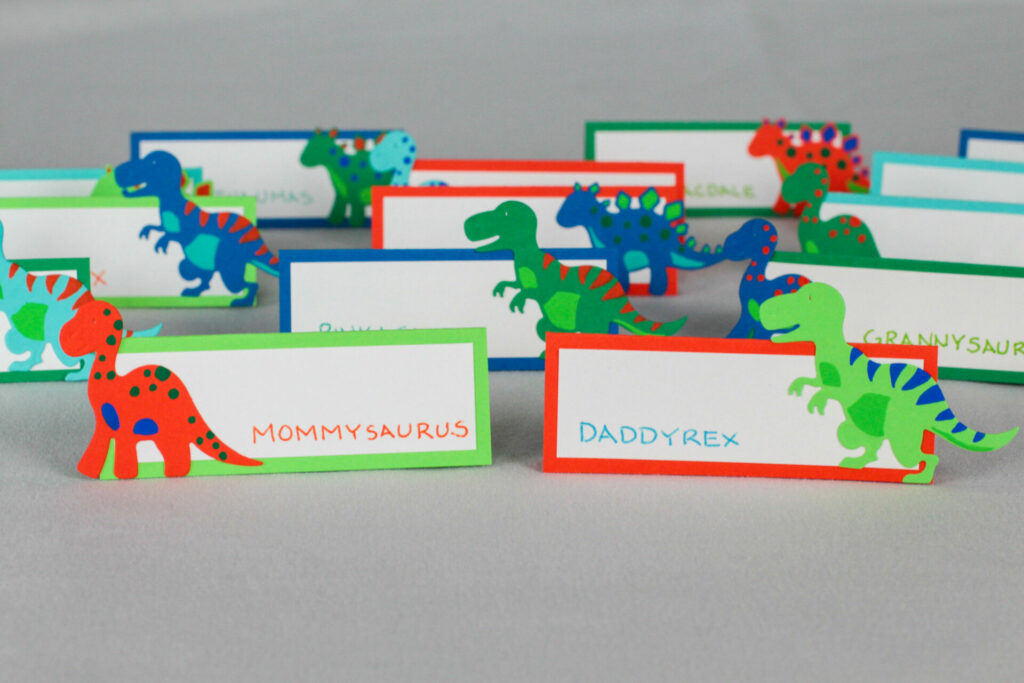 dinosaur name tags with dinosaur names for a dinosaur birthday party