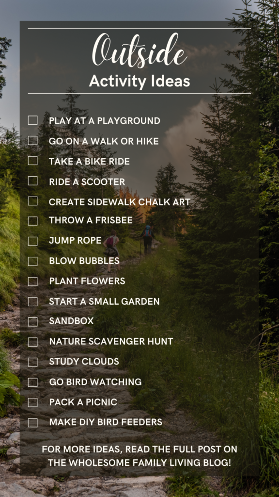 list of ideas for activities for how to spend 1000 hours outside